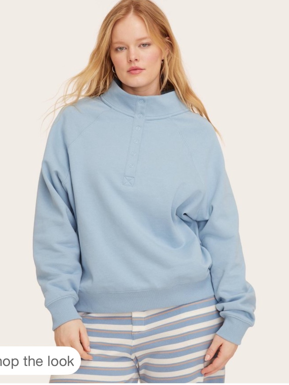 Parke L/XL Target Women's Light Blue Snap-Button Turtleneck Pullover Sweater